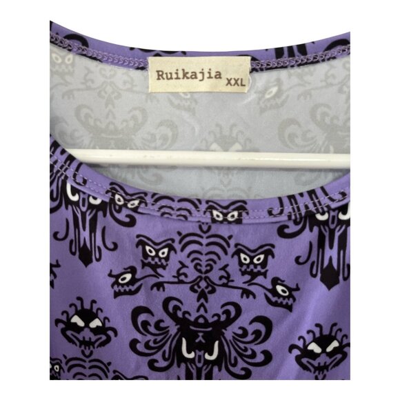 Ruikajia Purple Damask Sleeveless Dress – Haunted Gothic Print – Size XXL - Picture 2 of 4